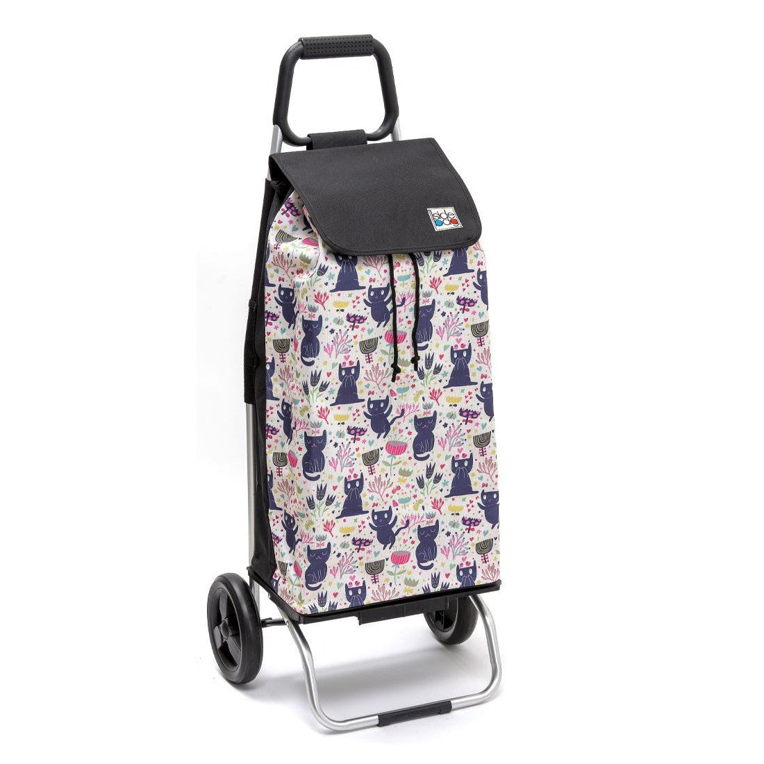Chariot de courses pliable Carlux SIDEBAG - Sac 55L imperméable - Design Chatfloral