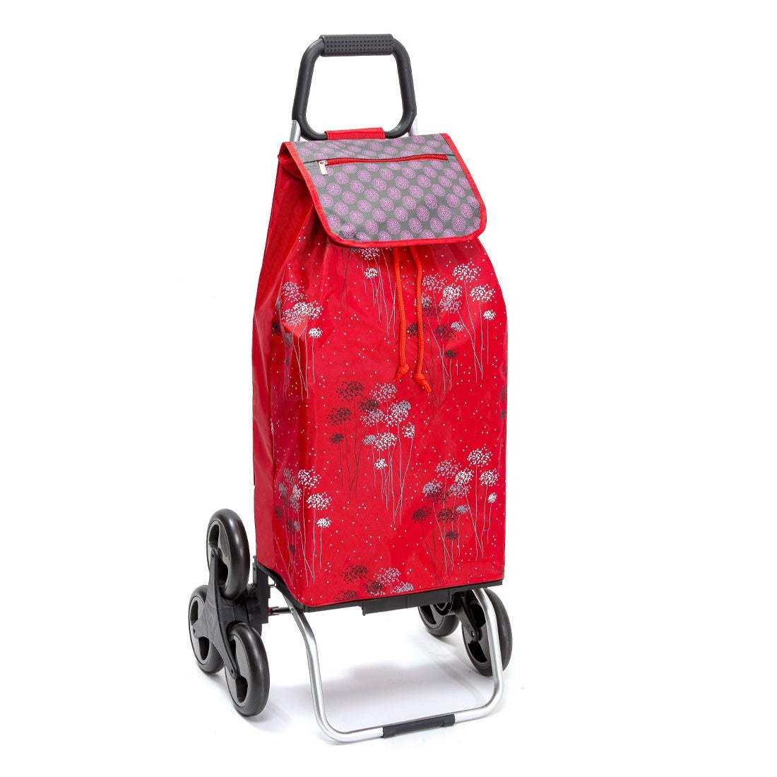 Chariot de courses pliable Carlux SIDEBAG - Sac 55L imperméable - Design Artifice Rouge
