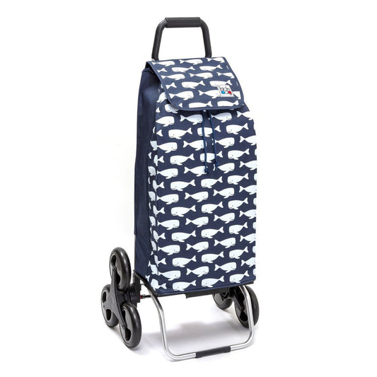 Chariot de courses pliable Carlux - Sac 55L imperméable - 6 roues - Design Baleine