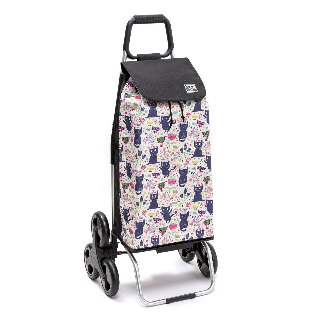 Chariot de courses pliable Carlux SIDEBAG - Sac 55L imperméable - Design Chatfloral
