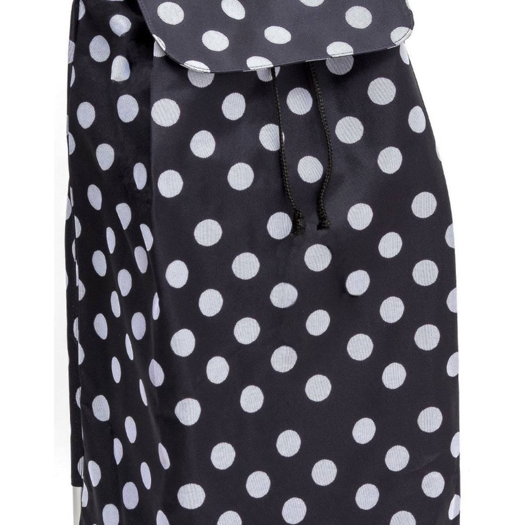 Chariot de courses pliable Carlux SIDEBAG - Sac 55L imperméable - Design Pois Blanc Noir
