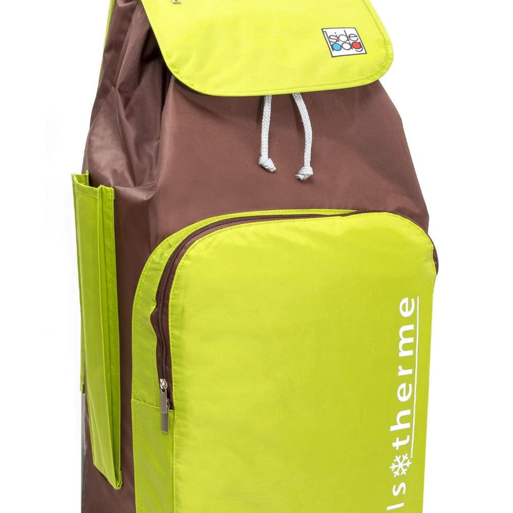 Chariot de courses pliable Buggy SIDEBAG - Sac isotherme 65L - Brun/Anis