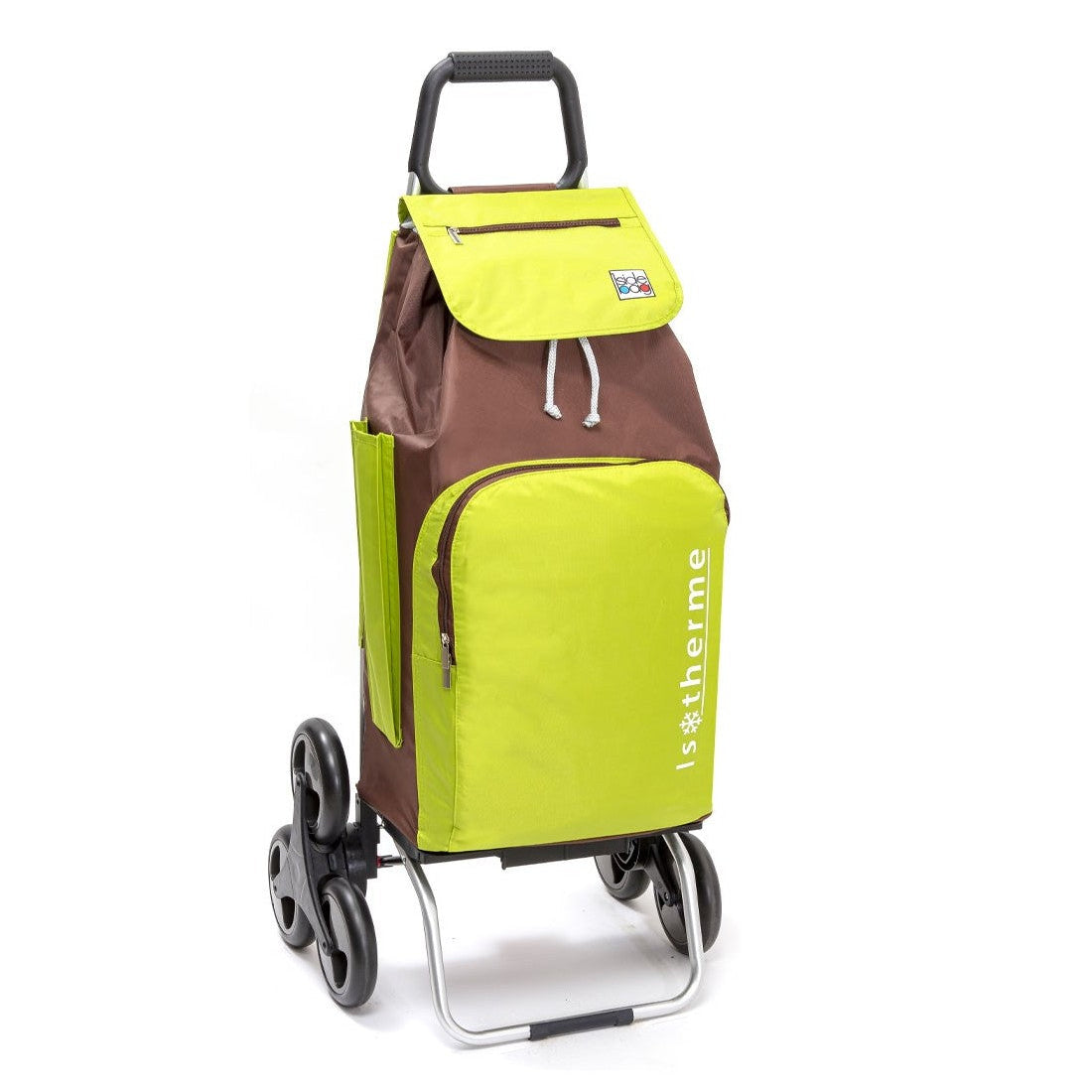 Chariot de courses pliable Buggy SIDEBAG - Sac isotherme 65L - Brun/Anis