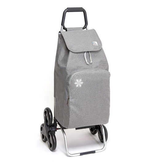 Chariot de courses pliable Carlux - Sac isotherme 65L - 6 roues - Chiné Gris