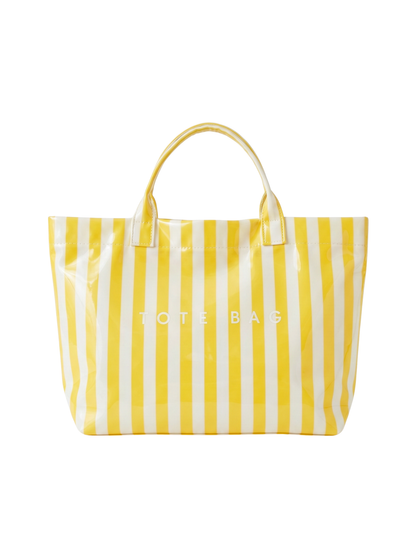 Tote Bag Imperméable Rayé 44×31cm - Sac Cabas Plage Vernis
