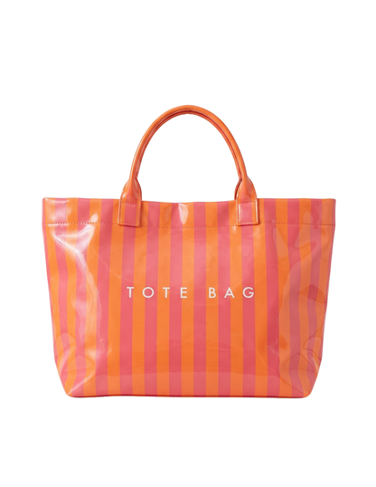 Tote Bag Imperméable Rayé 44×31cm - Sac Cabas Plage Vernis