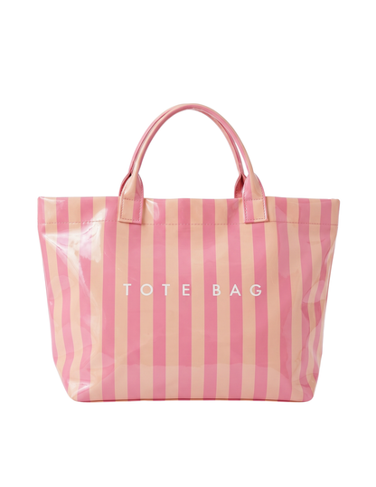 Tote Bag Imperméable Rayé 44×31cm - Sac Cabas Plage Vernis