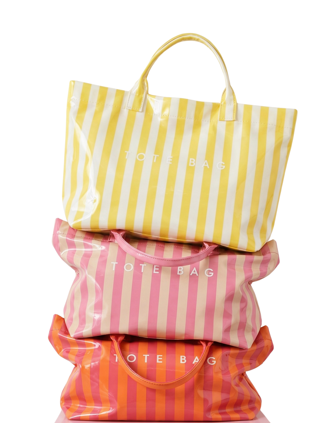 Tote Bag Imperméable Rayé 44×31cm - Sac Cabas Plage Vernis