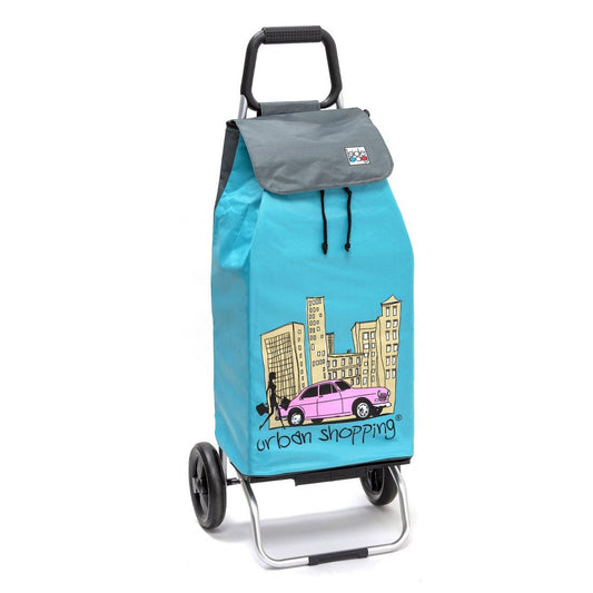 Chariot de courses pliable Buggy SIDEBAG - Sac 55L imperméable - Design US Turquoise