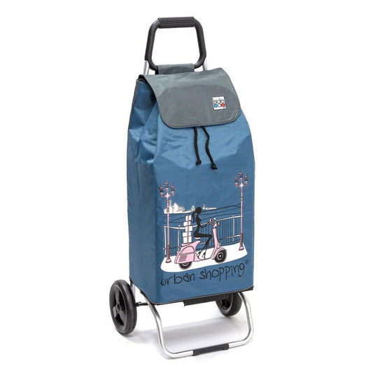 Chariot de courses pliable Buggy SIDEBAG - Sac 55L imperméable - Design US Bleu