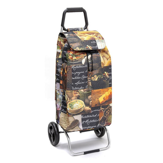 Chariot de courses pliable Buggy SIDEBAG - Sac 55L imperméable - Design Food