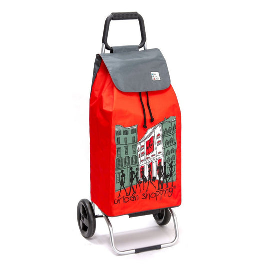 Chariot de courses pliable Buggy SIDEBAG - Sac 55L imperméable - Design US Rouge