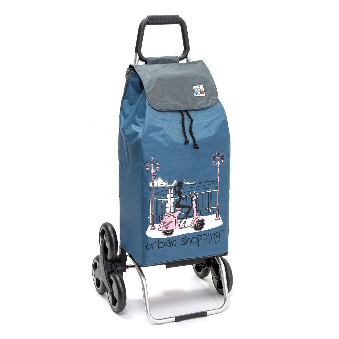 Chariot de courses pliable Buggy SIDEBAG - Sac 55L imperméable - Design US Bleu