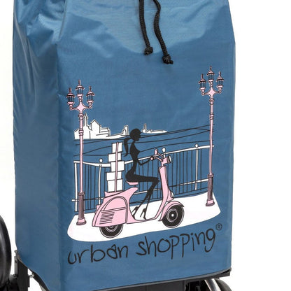 Chariot de courses pliable Buggy SIDEBAG - Sac 55L imperméable - Design US Bleu