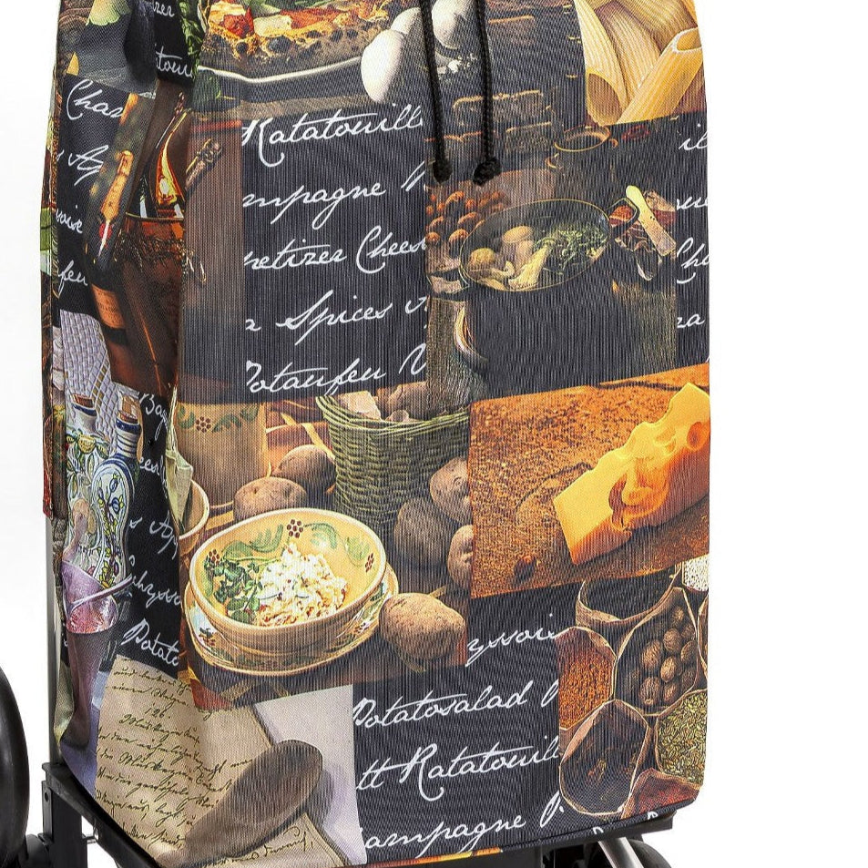 Chariot de courses pliable Buggy SIDEBAG - Sac 55L imperméable - Design Food
