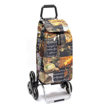 Chariot de courses pliable Buggy SIDEBAG - Sac 55L imperméable - Design Food