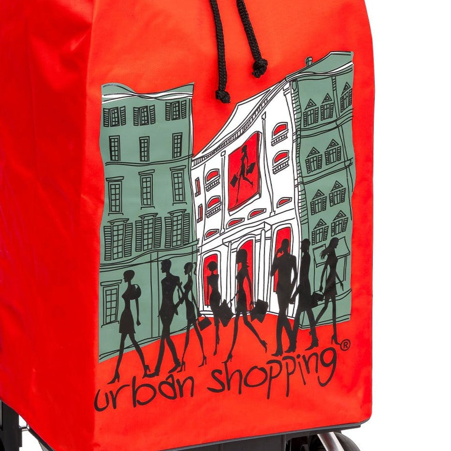 Chariot de courses pliable Buggy SIDEBAG - Sac 55L imperméable - Design US Rouge