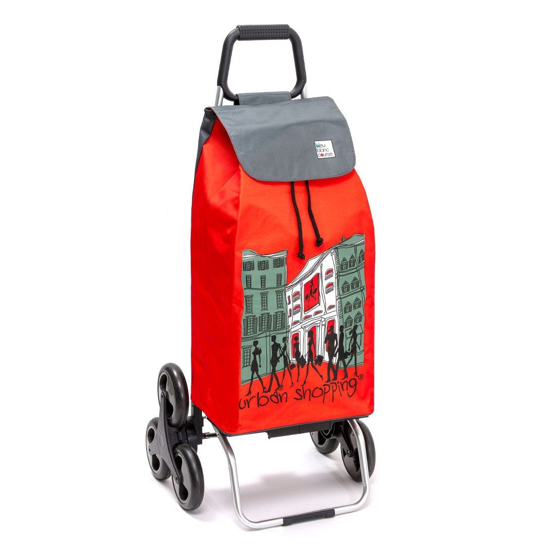 Chariot de courses pliable Buggy SIDEBAG - Sac 55L imperméable - Design US Rouge