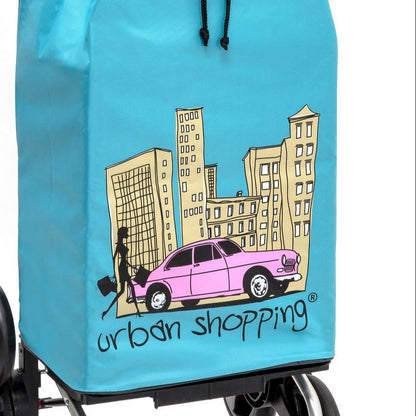 Chariot de courses pliable Buggy SIDEBAG - Sac 55L imperméable - Design US Turquoise