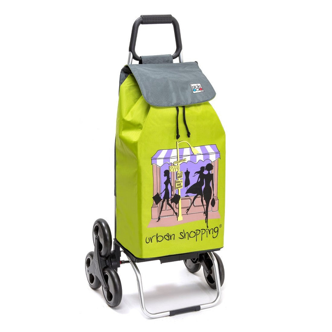 Chariot de courses pliable Buggy - Sac 55L imperméable - 6 roues - Design Vert US