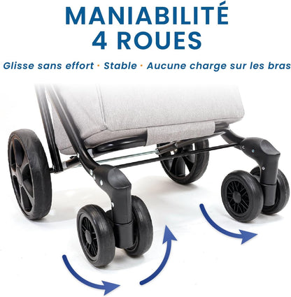 Chariot de courses 43L - Sac complet Isotherme - 4 roues