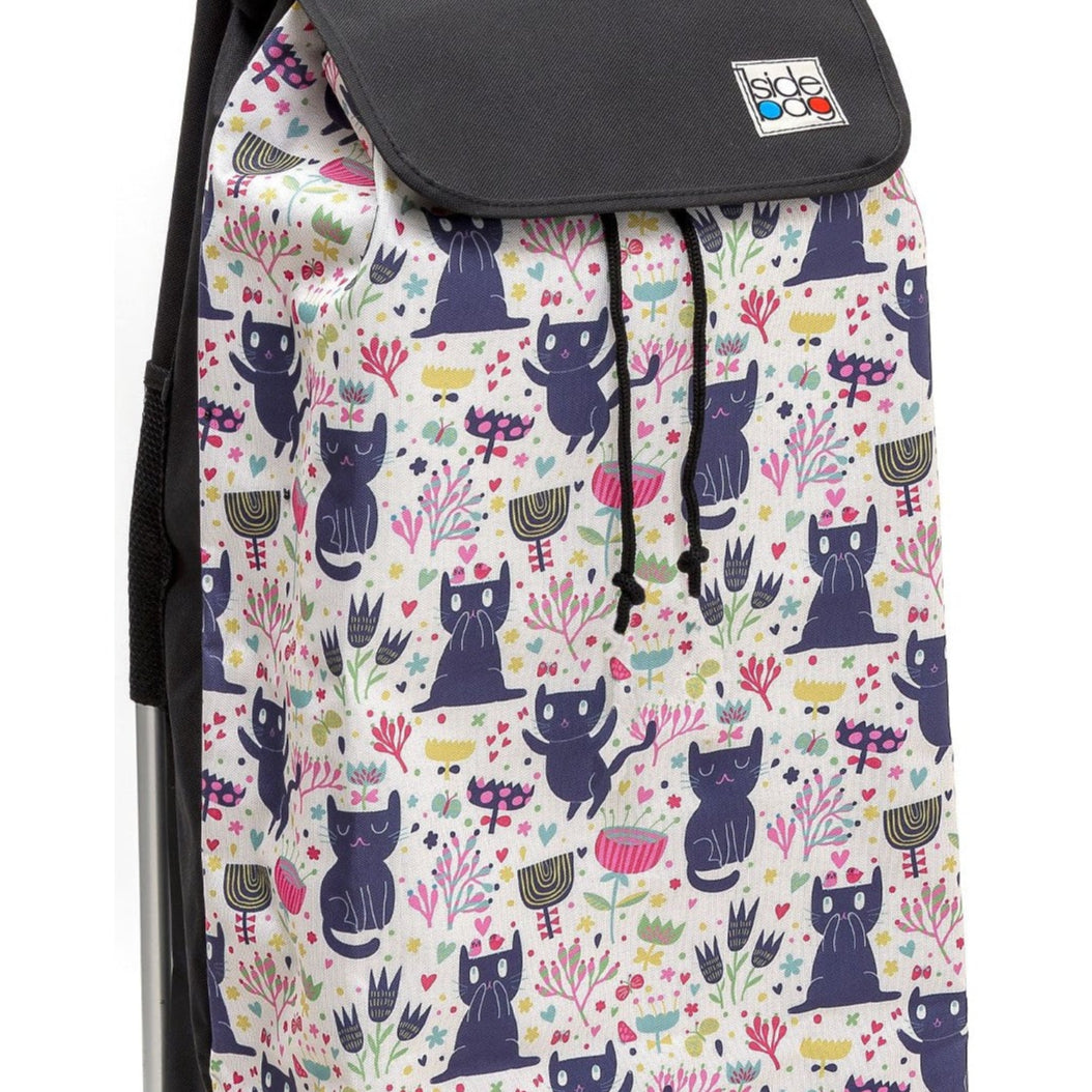 Chariot de courses pliable Carlux SIDEBAG - Sac 55L imperméable - Design Chatfloral