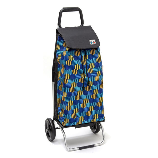 Chariot de courses pliable Carlux SIDEBAG - Sac 55L imperméable - Design Hexablue