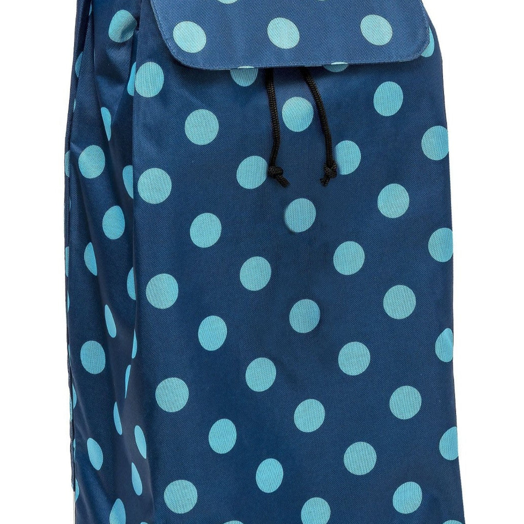Chariot de courses pliable Carlux SIDEBAG - Sac 55L imperméable - Design Pois Bleu Ciel