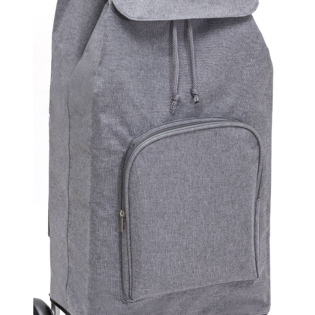 Chariot de courses pliable Carlux Multipoche SIDEBAG - Sac 65L imperméable - Design Chiné Gris