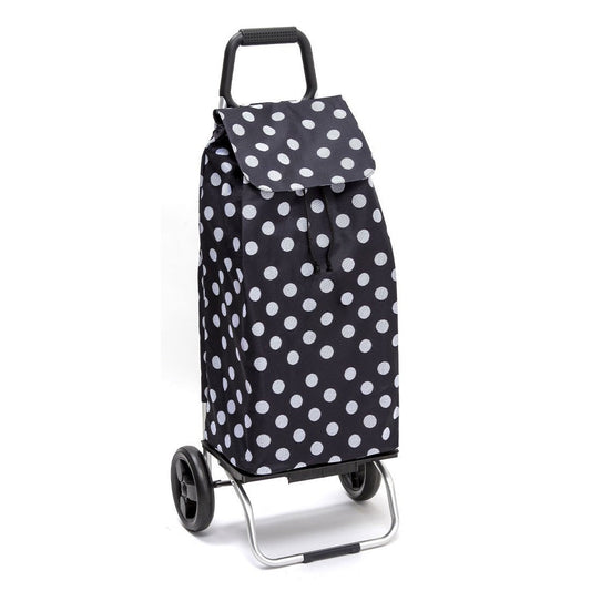 Chariot de courses pliable Carlux SIDEBAG - Sac 55L imperméable - Design Pois Blanc Noir
