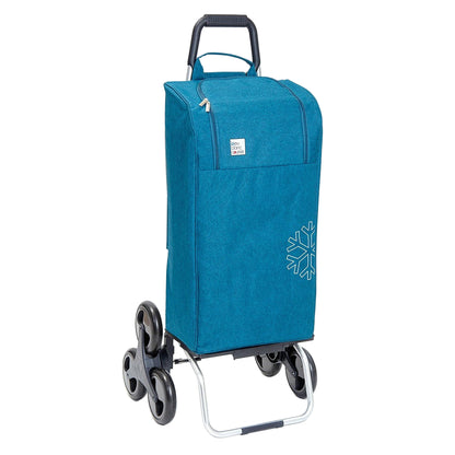 Chariot de courses isotherme 6 roues turquoise