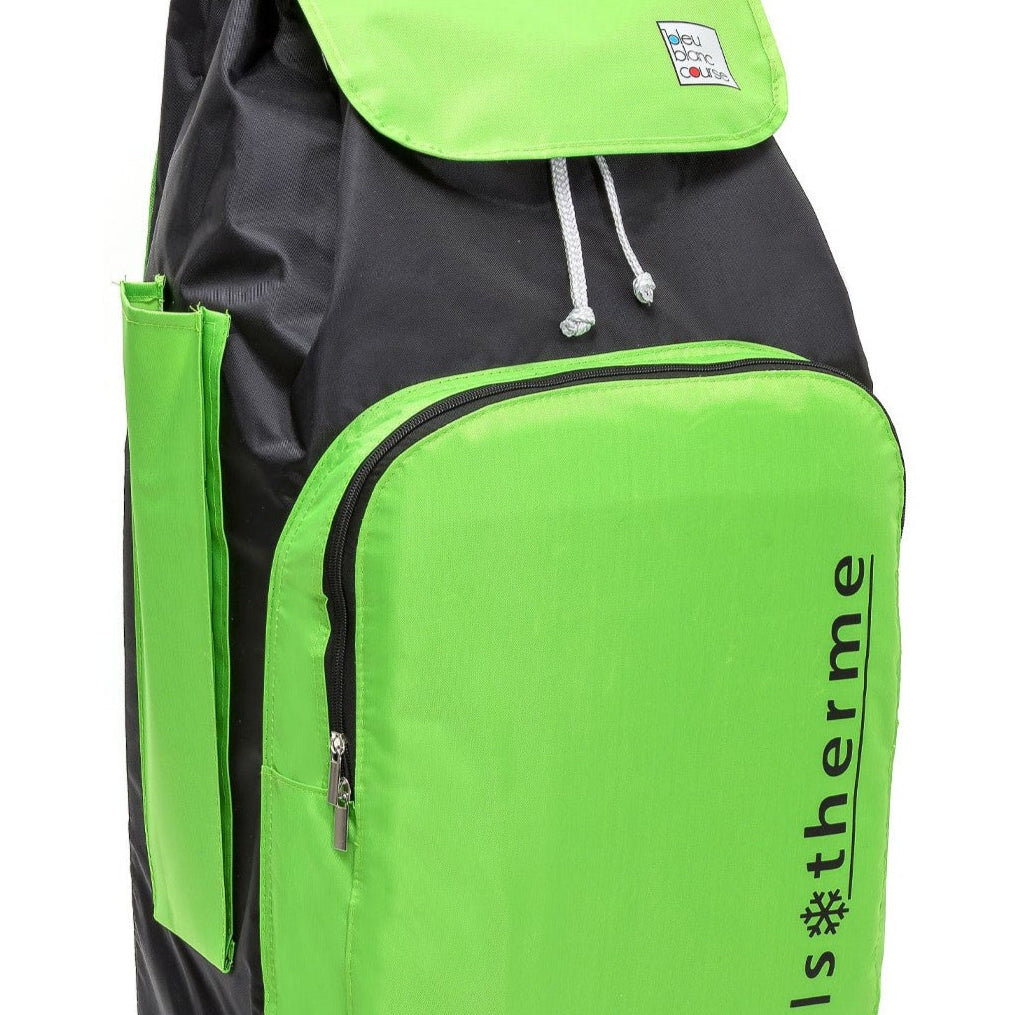 Chariot de courses pliable Buggy SIDEBAG - Sac isotherme 65L - Vert/Noir