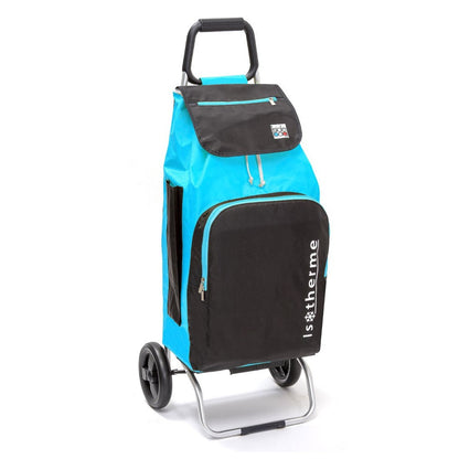 Chariot de courses pliable Buggy SIDEBAG - Sac isotherme 65L - Turquoise/Noir
