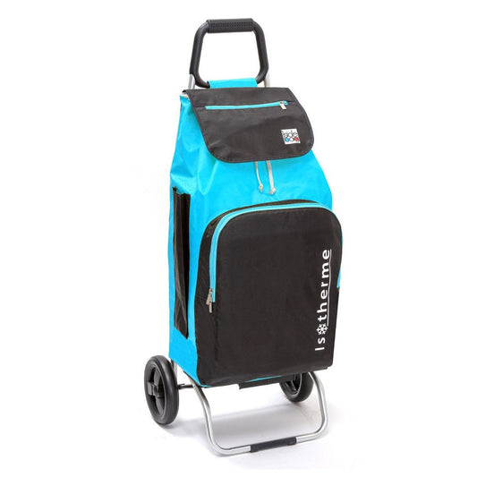 Chariot de courses pliable Buggy SIDEBAG - Sac isotherme 65L - Turquoise/Noir