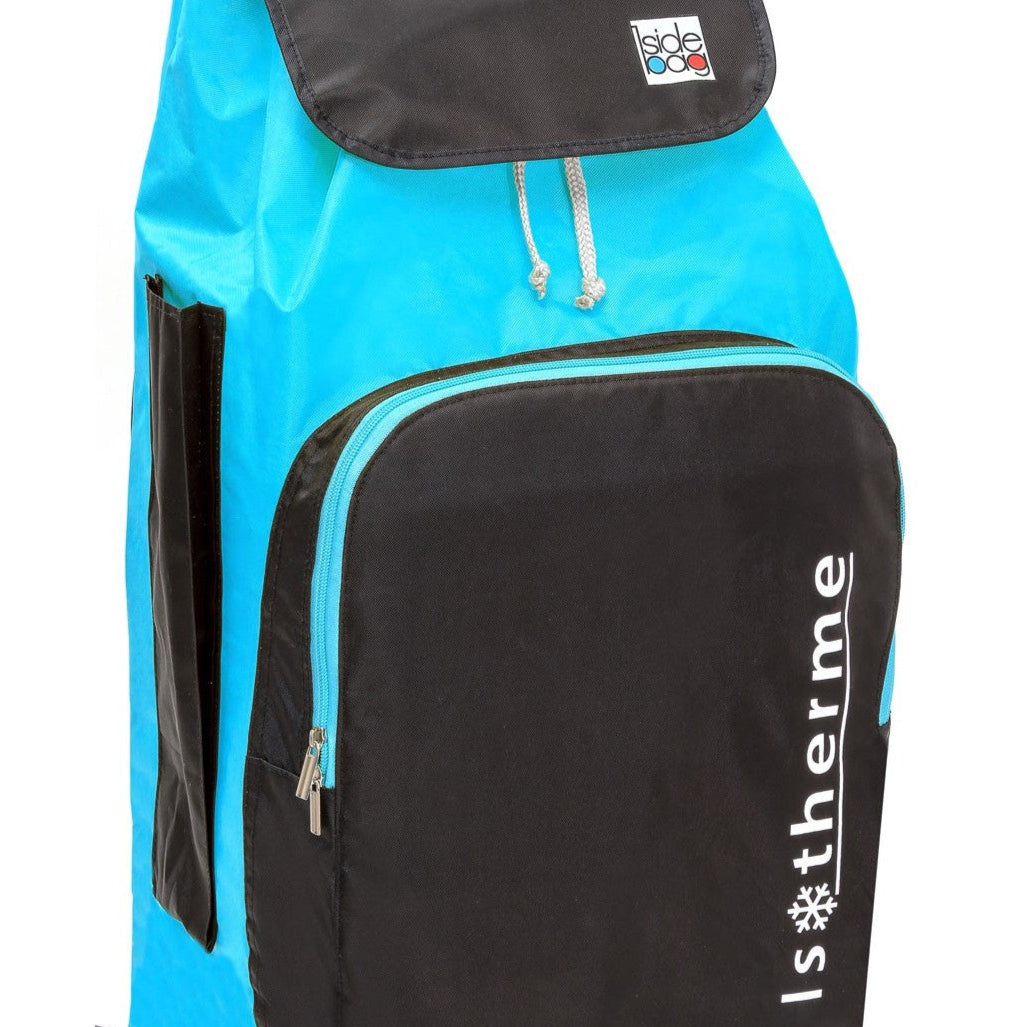 Chariot de courses pliable Buggy SIDEBAG - Sac isotherme 65L - Turquoise/Noir