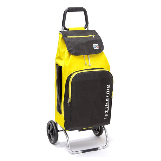 Chariot de courses pliable Buggy SIDEBAG - Sac isotherme 65L - Jaune/Noir