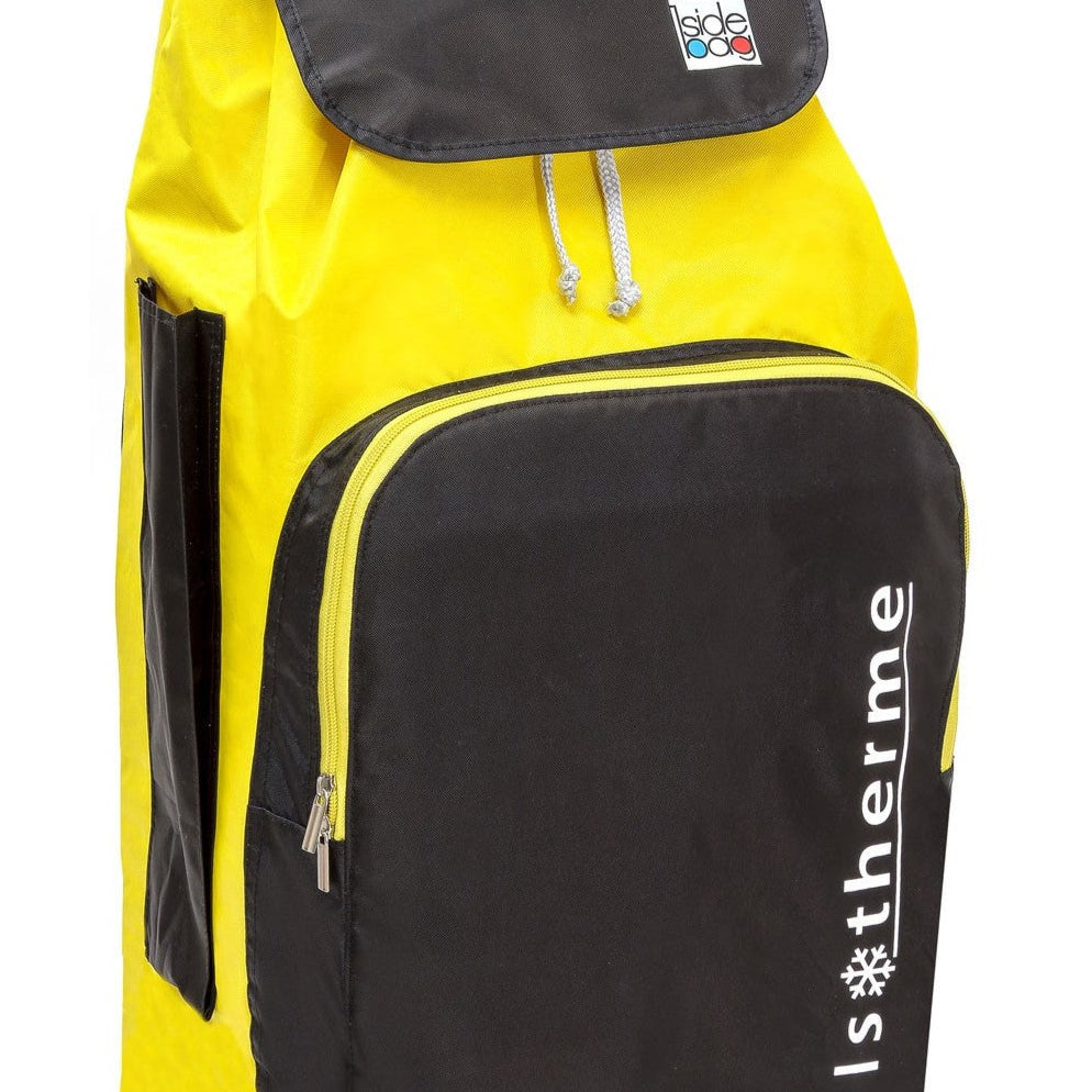 Chariot de courses pliable Buggy SIDEBAG - Sac isotherme 65L - Jaune/Noir