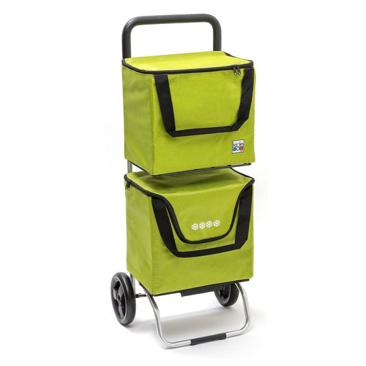 Chariot de courses pliable Modulo Bag SIDEBAG - Sac 2x20L imperméable - Design Anis