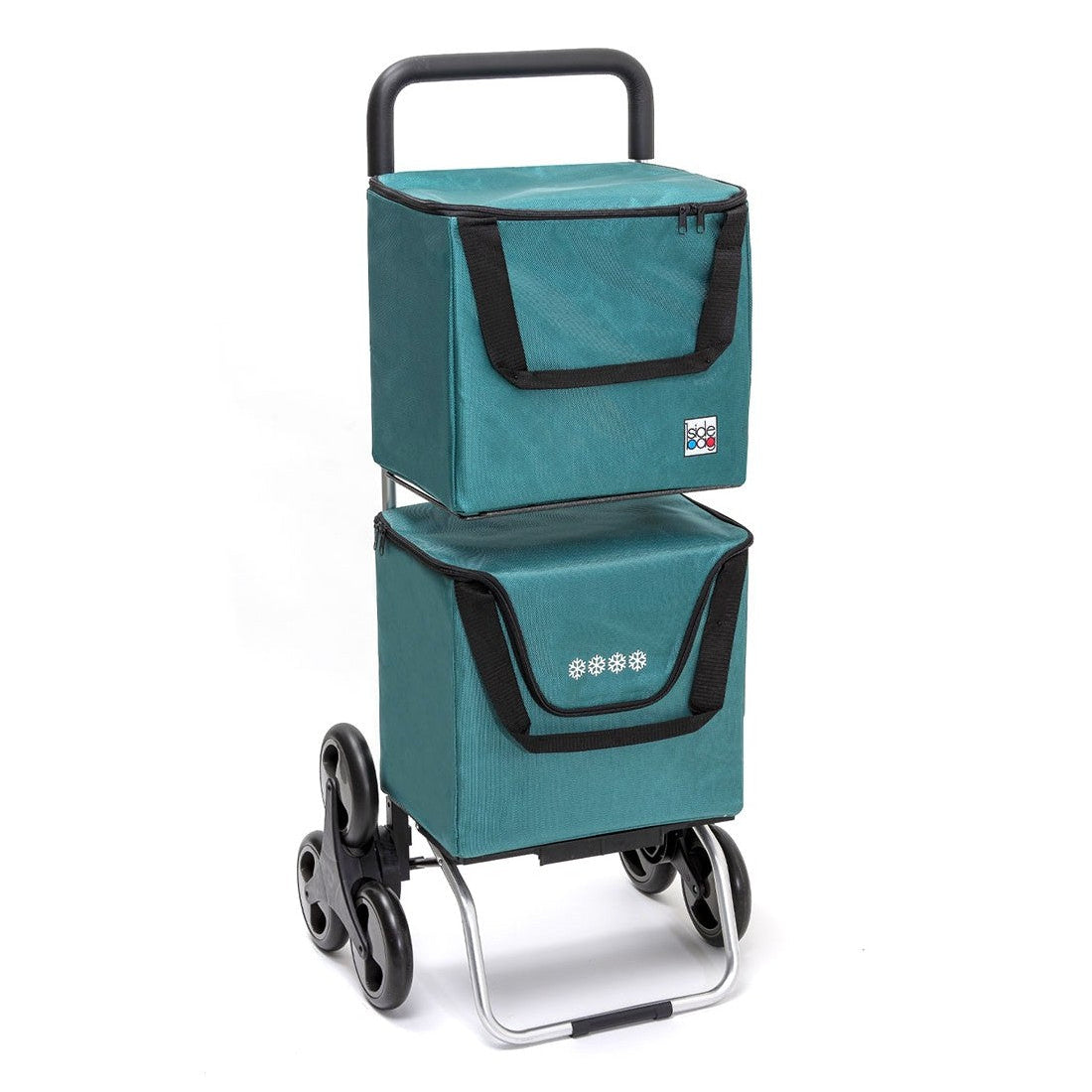 Chariot de courses pliable ModuloBag - Sac 2x20L - 6 roues - Bleu Canard