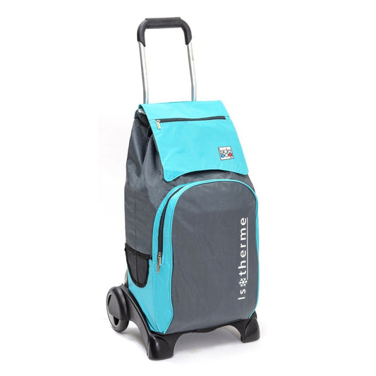 Chariot de courses pliable MP 400 - Sac 55L isotherme - Turquoise Anthracite