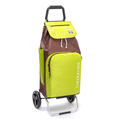 Chariot de courses pliable Buggy SIDEBAG - Sac isotherme 65L - Brun/Anis
