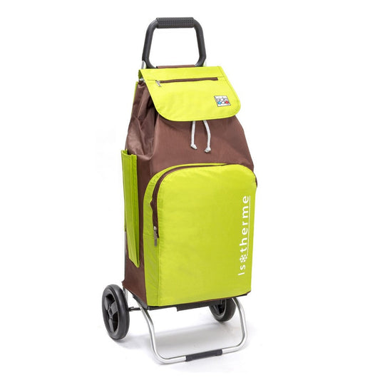 Chariot de courses pliable Buggy SIDEBAG - Sac isotherme 65L - Brun/Anis