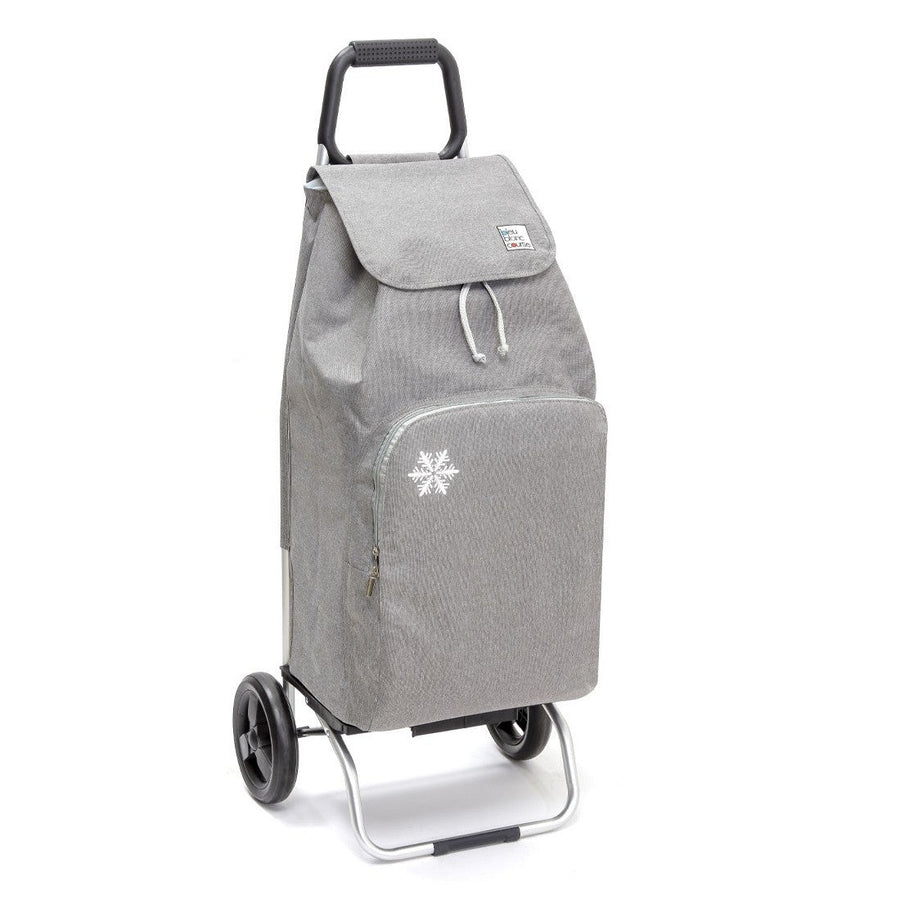 Chariot de courses isotherme 65 L Carlux chiné gris — grande poche isotherme, châssis pliable